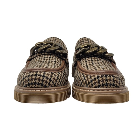 Hey Girl by Corkys Houndstooth Chain Link Lug Sole Loafers Brown Black Womens 9 - Picture 4 of 13
